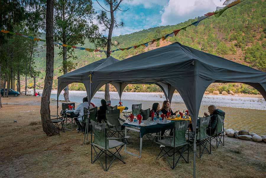 picnic by the punakha river