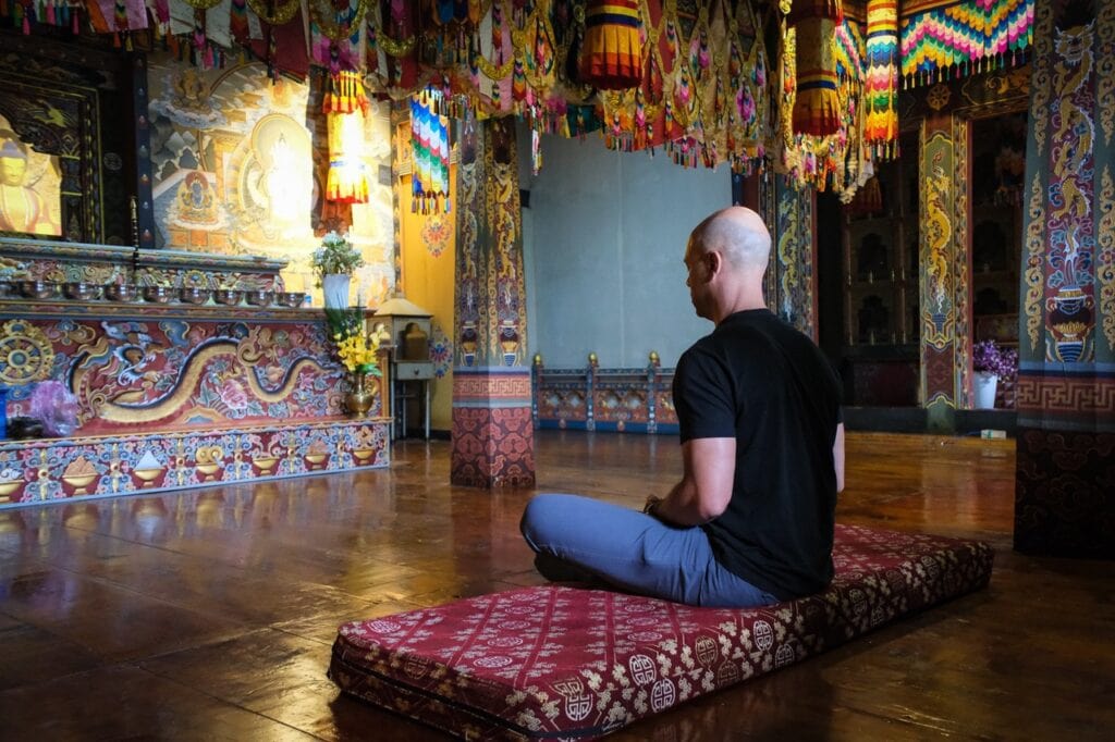 Embark on a guided meditation tour in Bhutan.