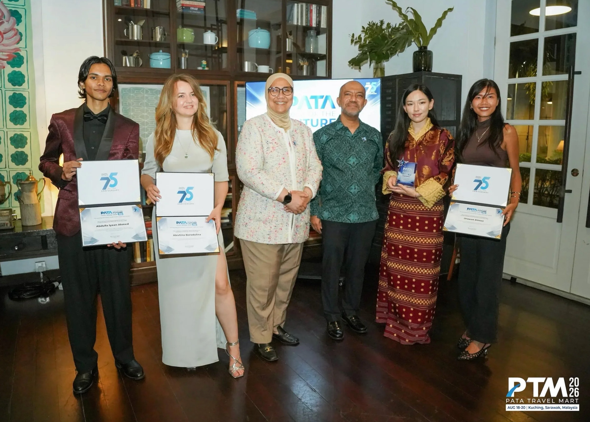 Lizam Dorji CEO of MICE Bhutan receiving award for Grand Winner PATA Face of the Future 2026