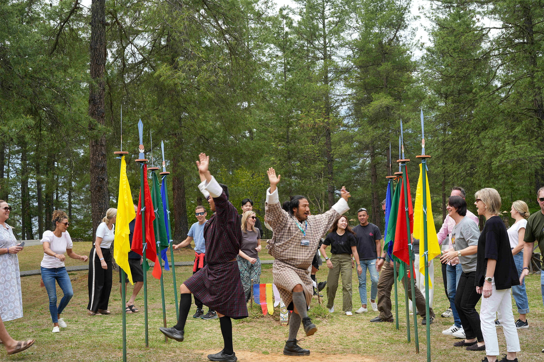 Corporate enjoying khuru dart game