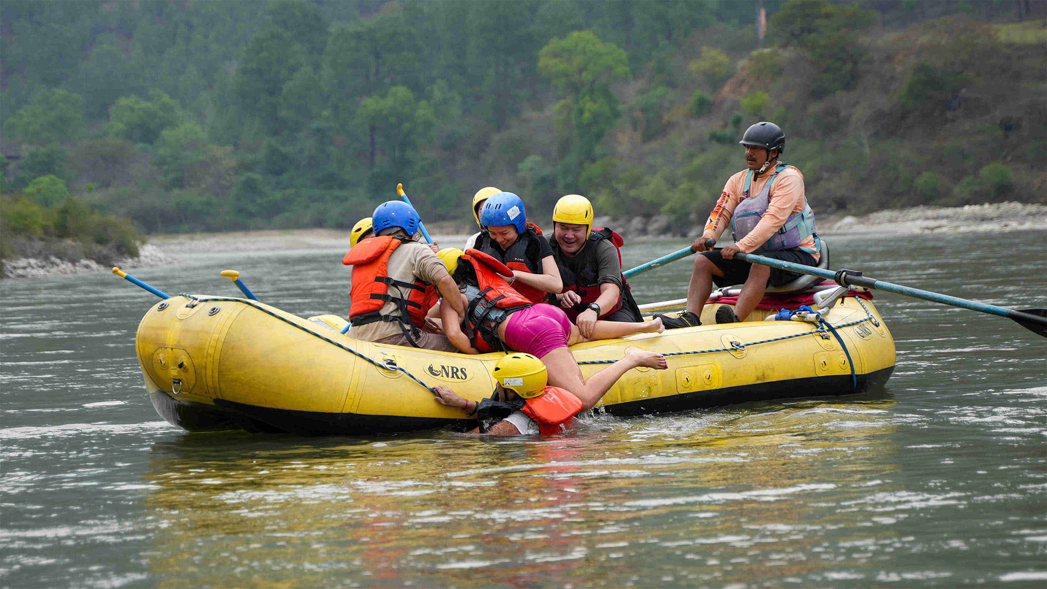 Fun white water rafting in Bhutan