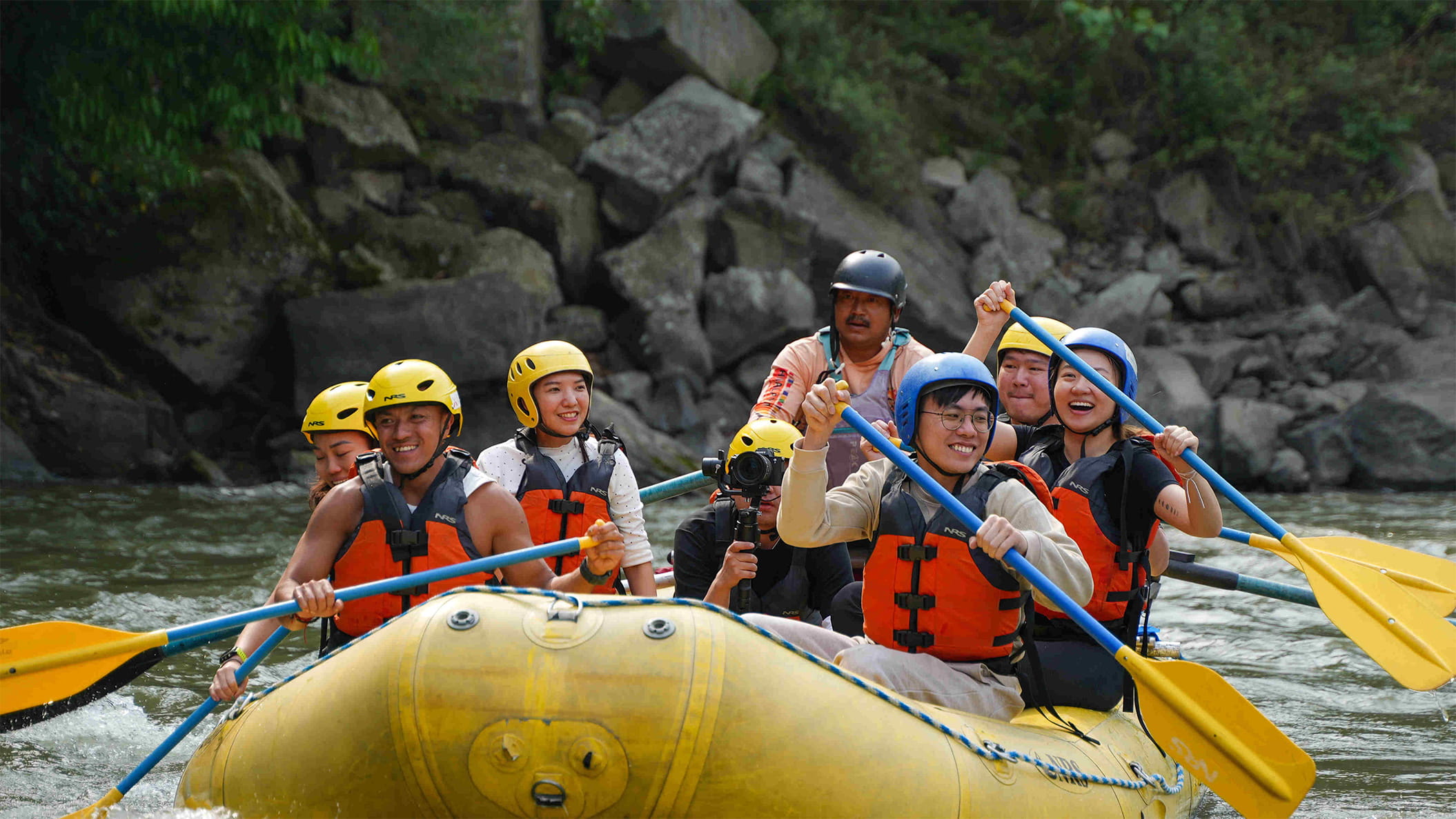bsc group doing whitewater rafting in Bhutan