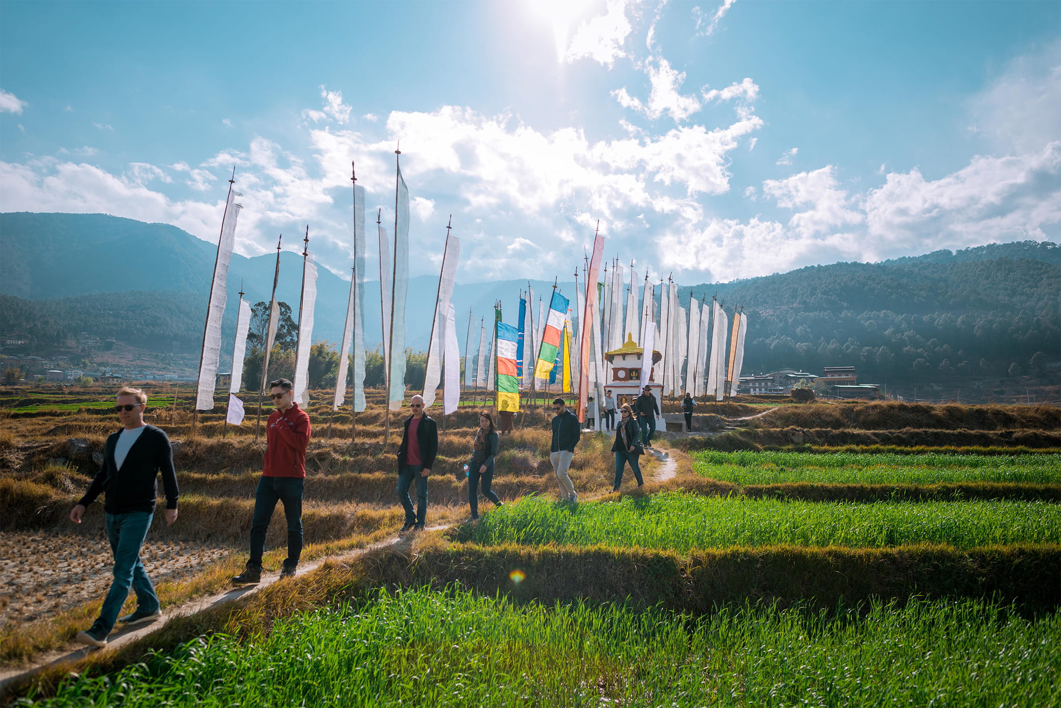 Walk together through Bhutanese landscapes toward meaningful cultural encounters